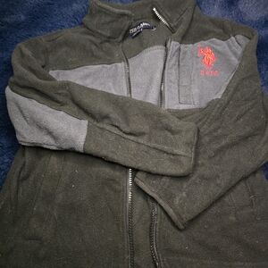 U.S. Polo Assn. Kids Black and Gray Fleece Zip-Up